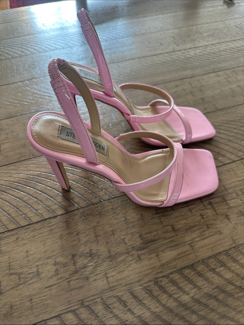 Steve Madden Light Pink Strappy Square-Toe Stiletto Sandals